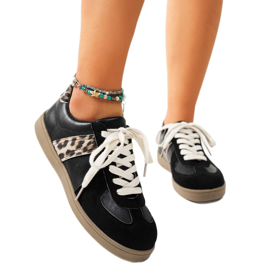 Damen Stylische Schnürsneaker mit schicken Leopardenmuster-Akzenten Drune