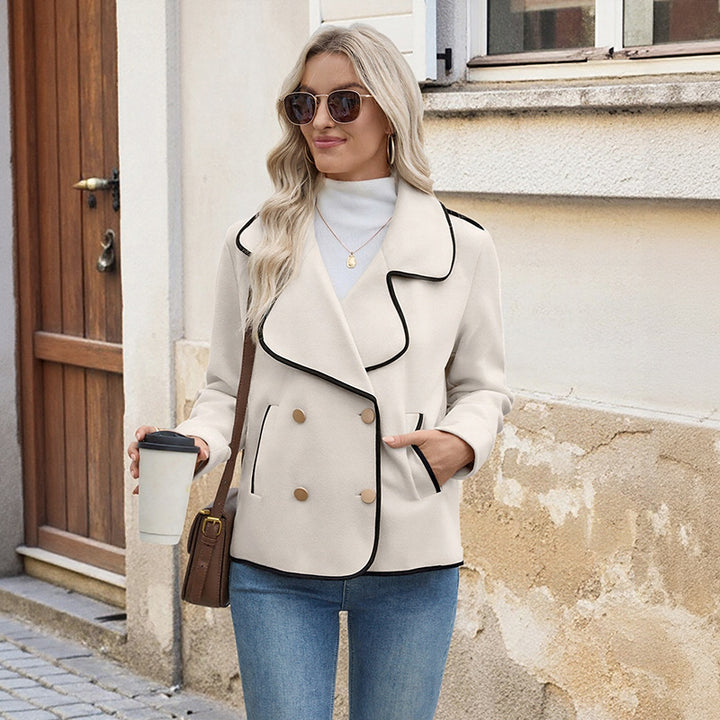 Damen elegante Blazerjacke mit asymmetrischem Revers und Knopfdetails Drune