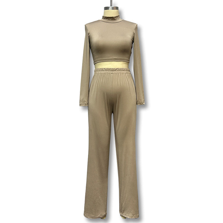 Damen Sportliches Set aus Langarm-Oberteil und elastischer High-Waist-Hose Drune