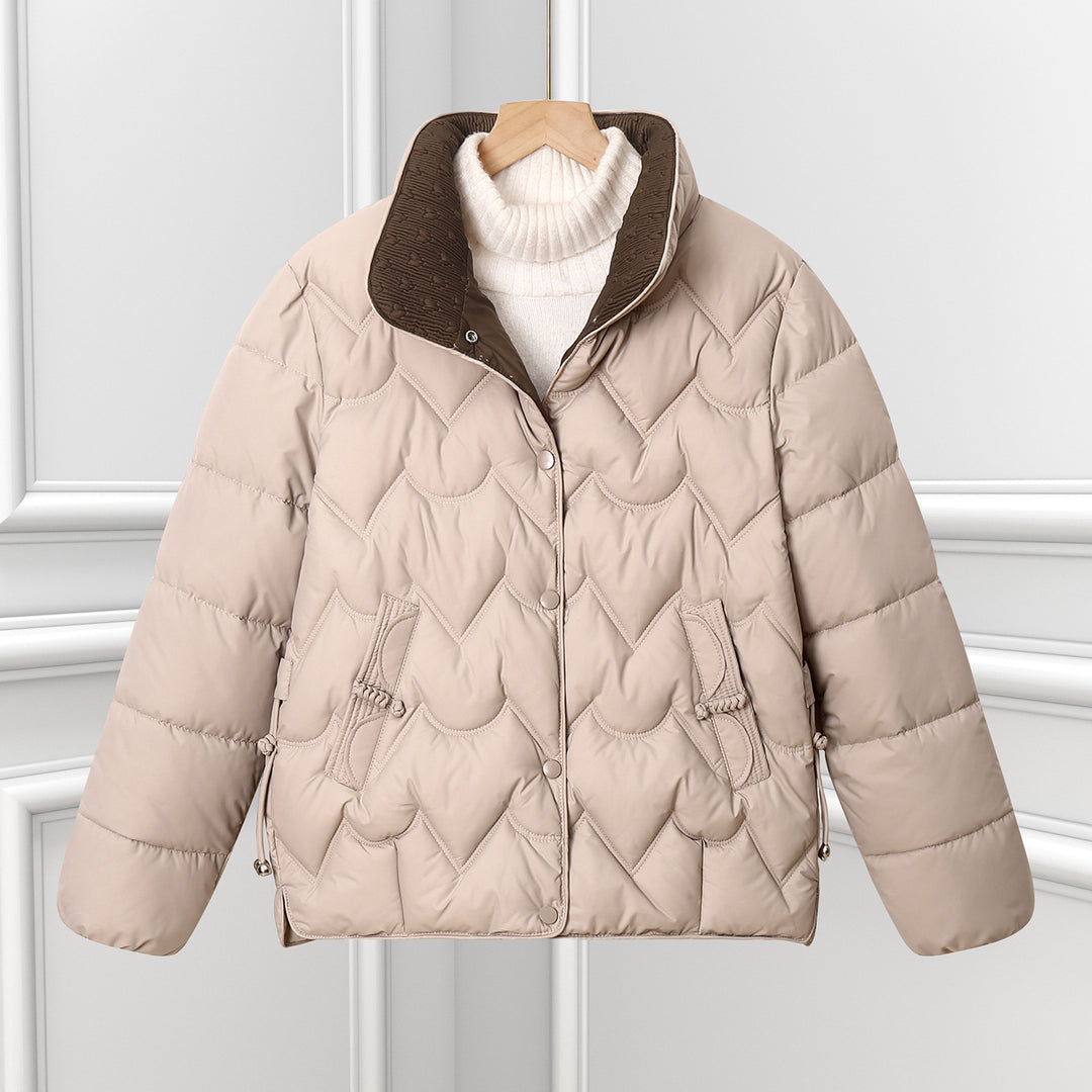 Damen Komfortable gesteppte Jacke mit hohem Kragen und Reißverschlusstaschen Drune