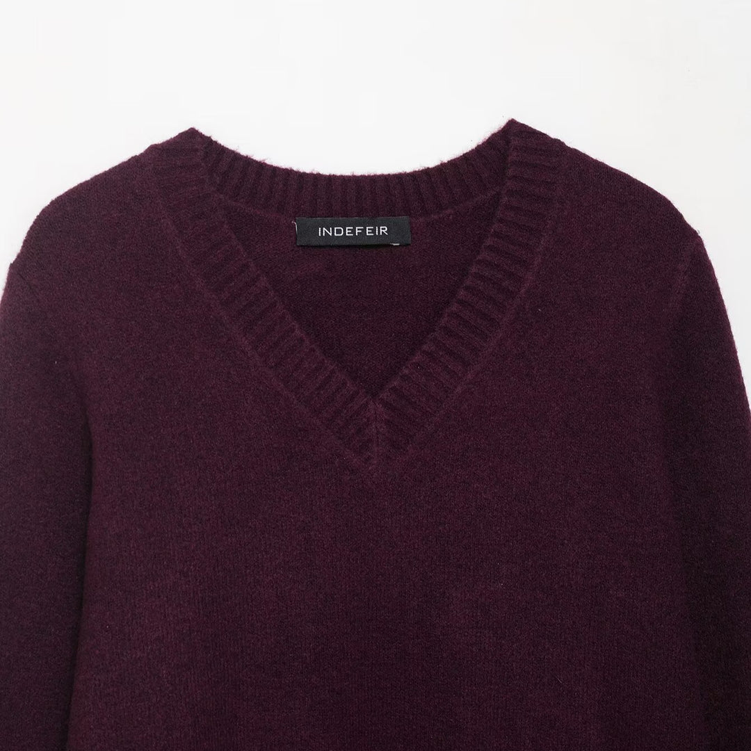 Damen Pullover mit V-Ausschnitt und weichem Material Drune