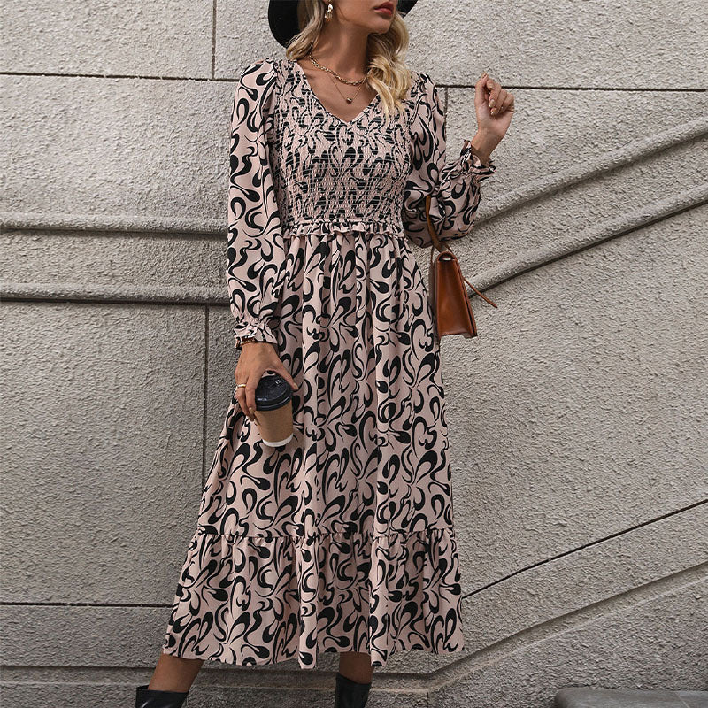 Damen Maxikleid mit elastischen Einsätzen Drune