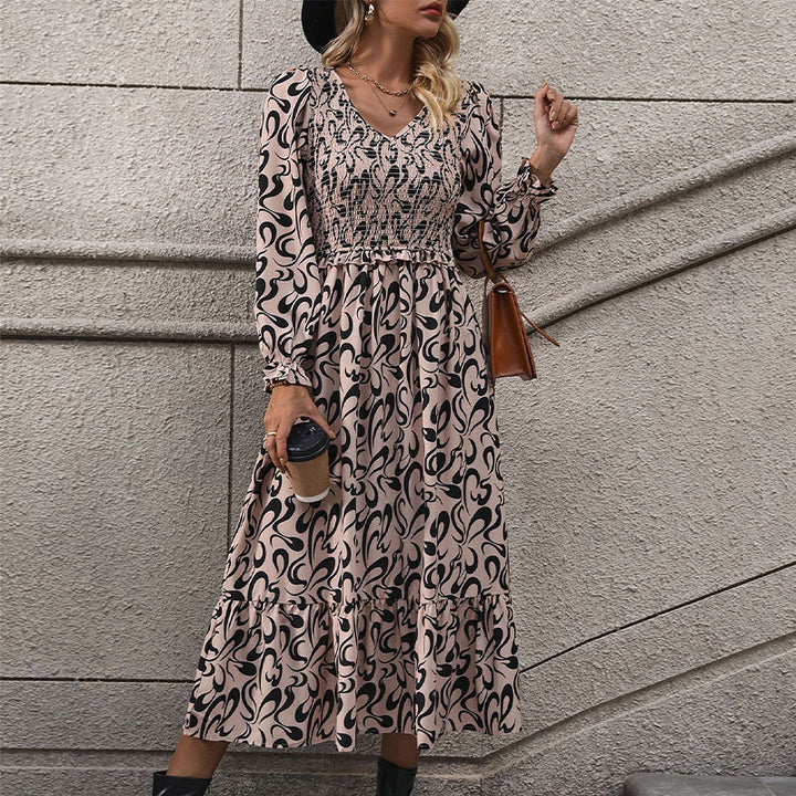Damen Maxikleid mit elastischen Einsätzen Drune
