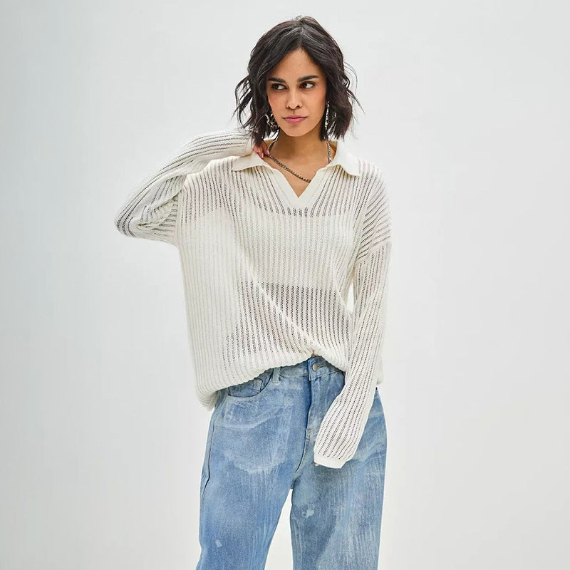 Damen Pullover mit modernem Schnitt und V-Ausschnitt Drune