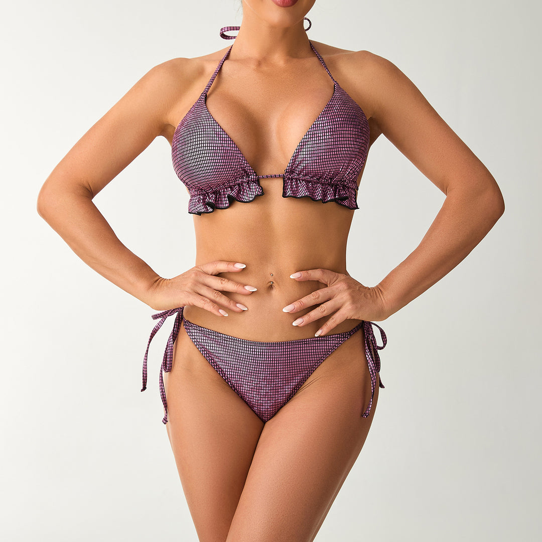 Damen Bikini-Set mit Rüschendetails und dekorativen Bindebändern Drune