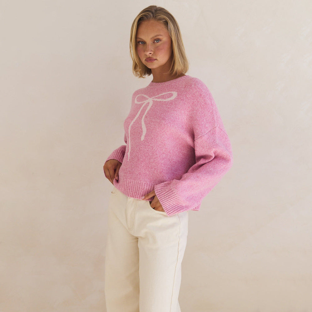 Damen Kuscheliger Pullover mit dekorativem Schleifenmuster Drune