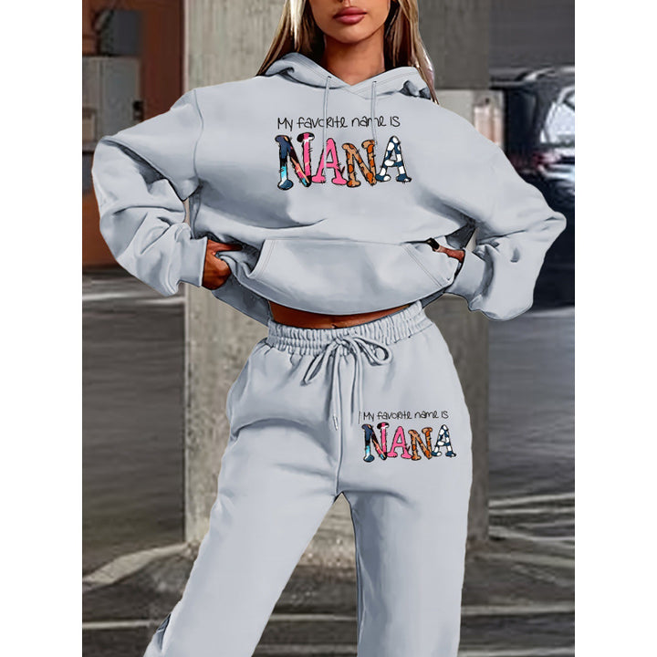 Damen Jogginganzug mit kreativem Schriftzug und bequemer Passform Drune