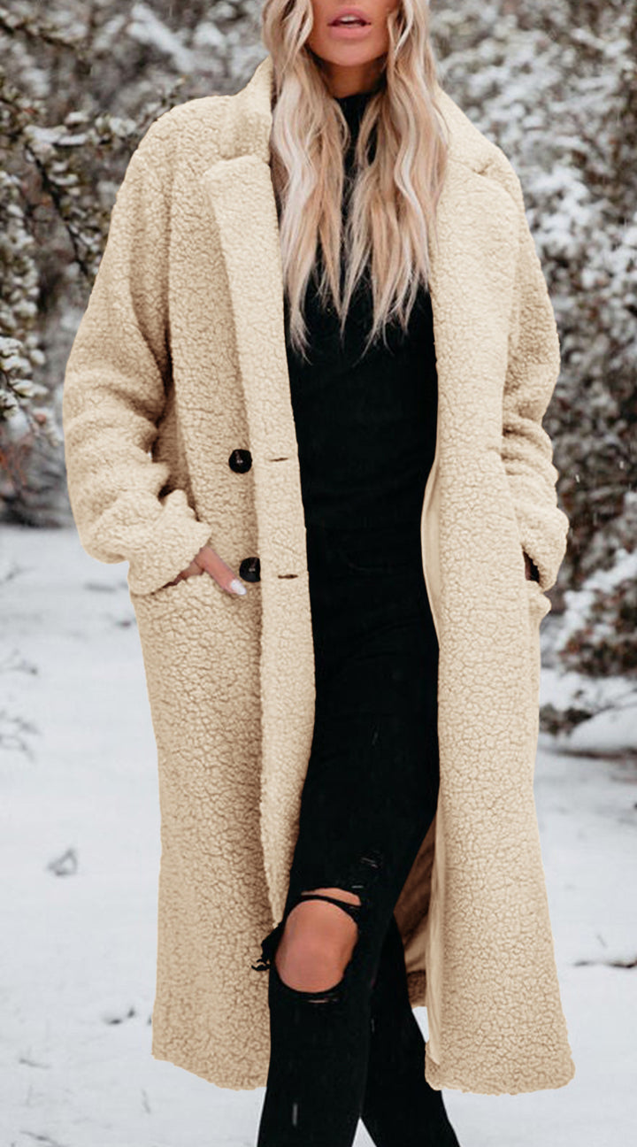 Damen Lange Teddyjacke mit bequemem Schnitt Drune