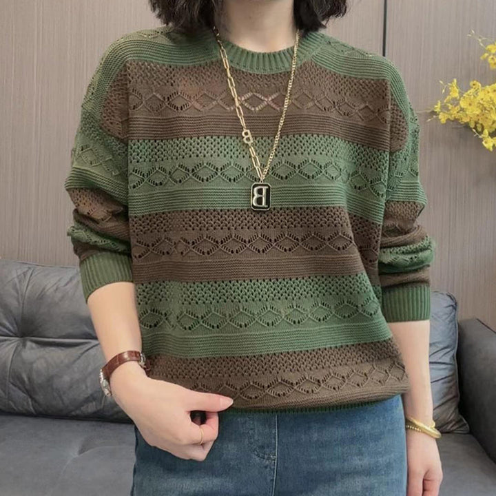 Damen Strickpullover mit modischem Lochmuster und lässigem Schnitt Drune