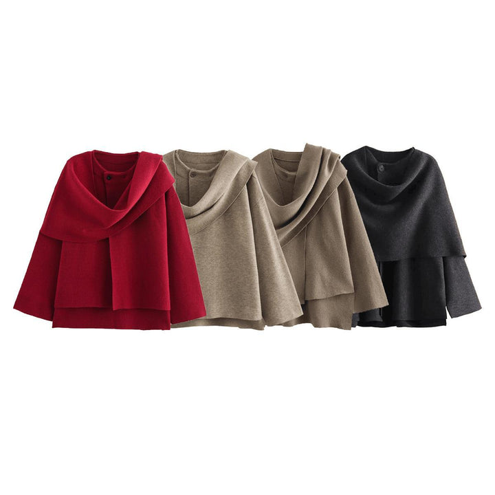 Damen modischer Umhangpullover aus weichem Material Drune