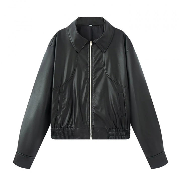Damen modische Kunstlederjacke mit raffinierter Passform Drune