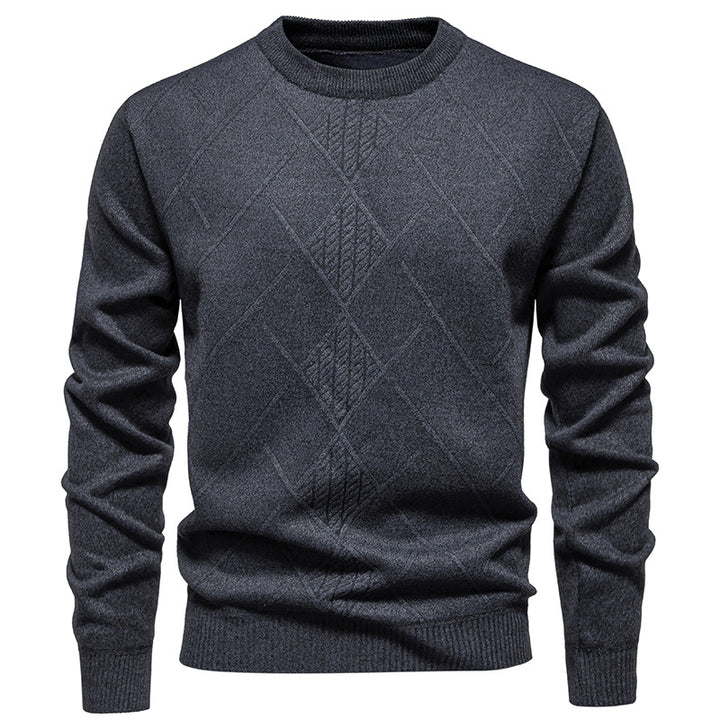 Herren Feiner Strickpullover mit strukturiertem Zopfmuster und Rundhalsausschnitt Drune