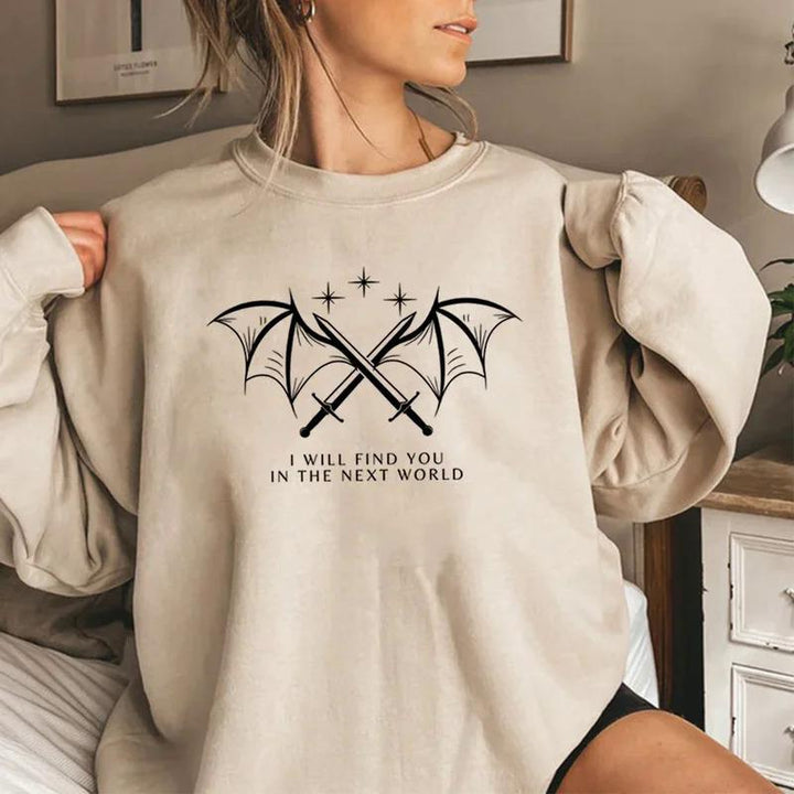 Damen Sweatshirt mit künstlerischem Grafikdesign und inspirierendem Schriftzug Drune