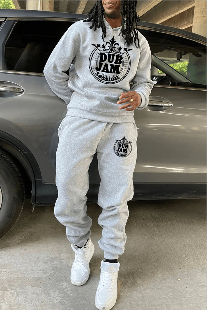 Herren Hoodie- und Jogginghose-Set mit stilvollem Grafikdruck Drune