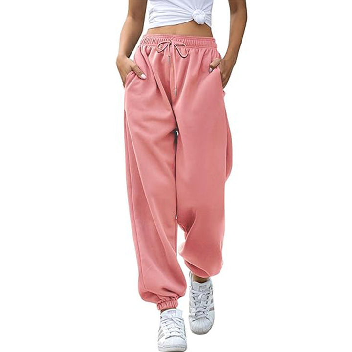 Damen nan Cozy-Sweat-Palazzohose mit hohem Komfortbund, integriertem Kordelzug und gerafften Knöchelabschlüssen Drune
