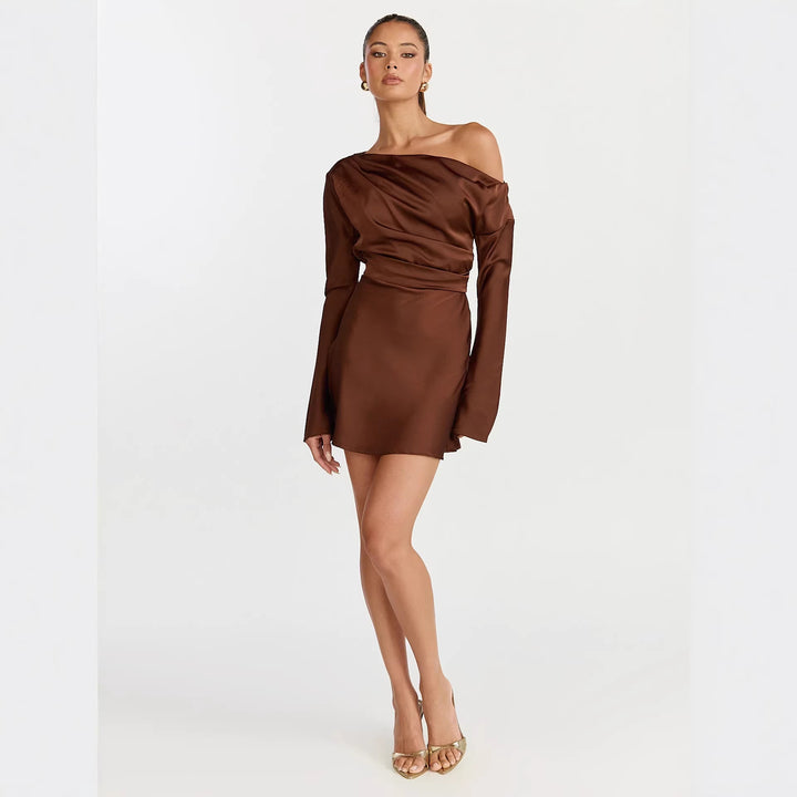 Damen Cocktailkleid mit asymmetrischem Design und elegantem Off-Shoulder-Ausschnitt Drune
