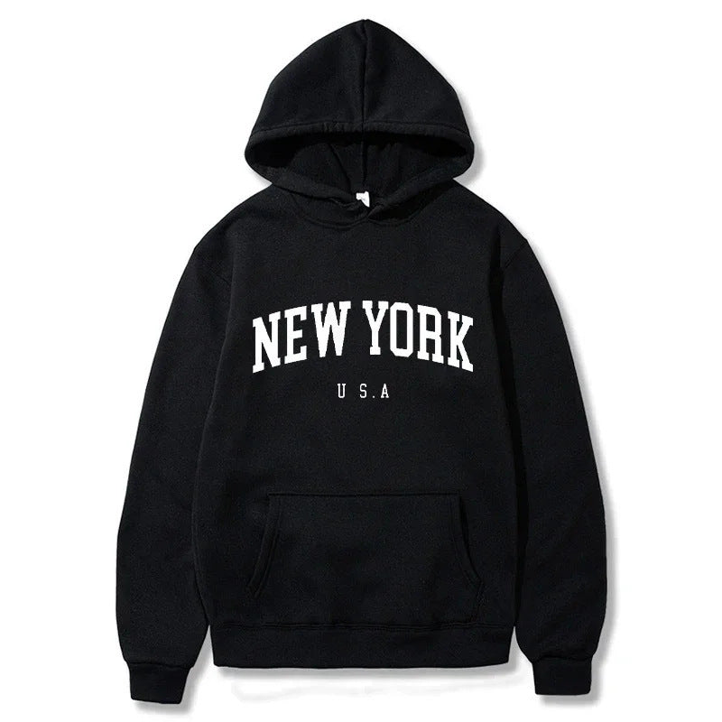 Damen Kapuzenpullover mit modischem New York Print und bequemer Passform Drune