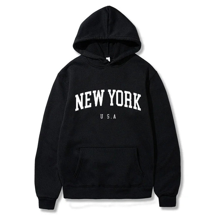 Damen Kapuzenpullover mit modischem New York Print und bequemer Passform Drune