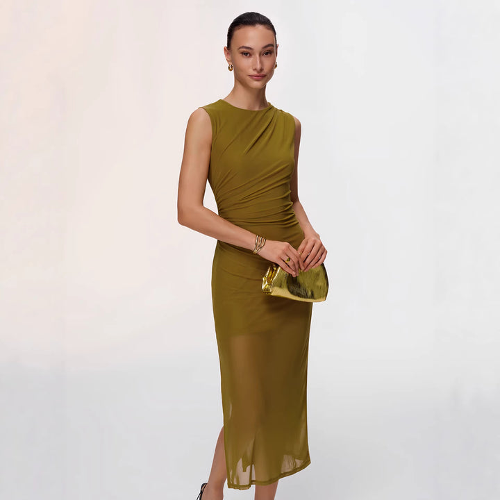 Damen Elegantes Wickelkleid mit figurbetontem Design und verführerischen Raffungselementen Drune