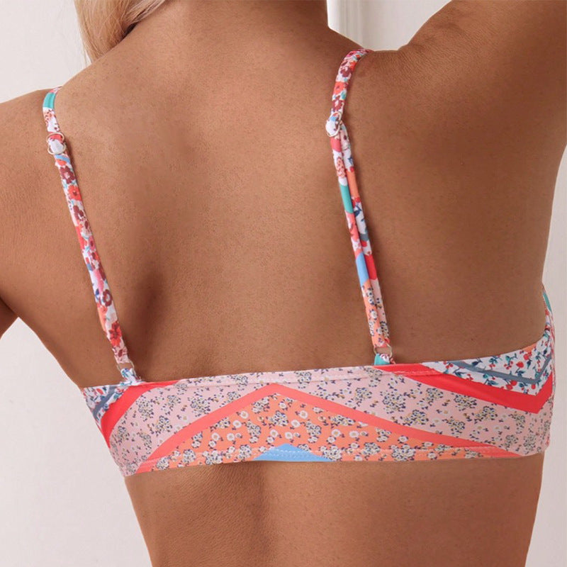 Damen Zweiteiliges Bikini-Set mit floralem Muster und dekorativen Details Drune