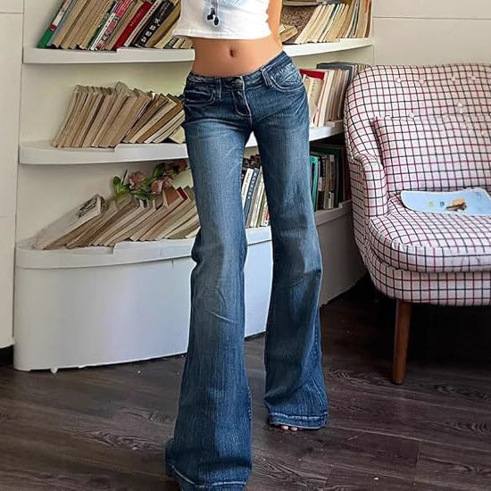 Damen Bootcut-Jeans mit flexibler Passform und hohem Bund Drune