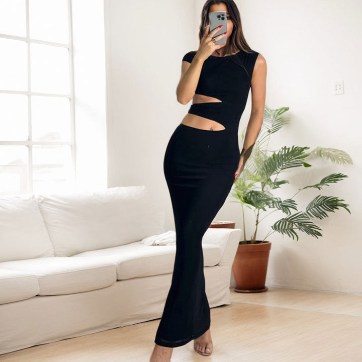 Damen Figurbetontes Maxikleid mit asymmetrischem Cut-Out-Design Drune