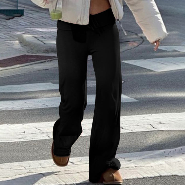Damen nan weiche Highwaist-Loungehose aus Baumwollmix mit elastischem Komfortbund, Bindekordel und geradem Bein Drune