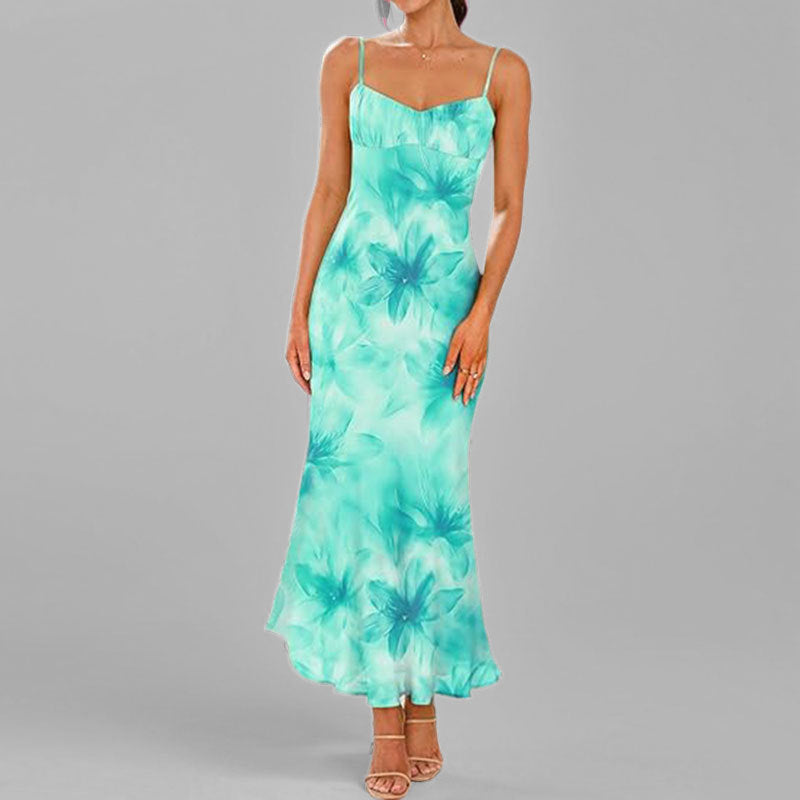 Damen Fließendes Maxikleid mit verspieltem Rüschensaum und floralem Print Drune