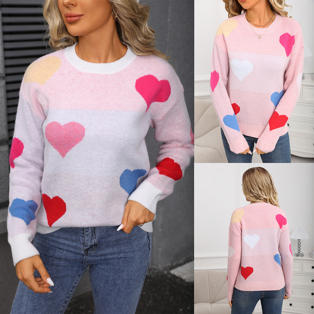 Damen Kuscheliger Pullover mit Herzmotiven und strukturierter Oberfläche Drune