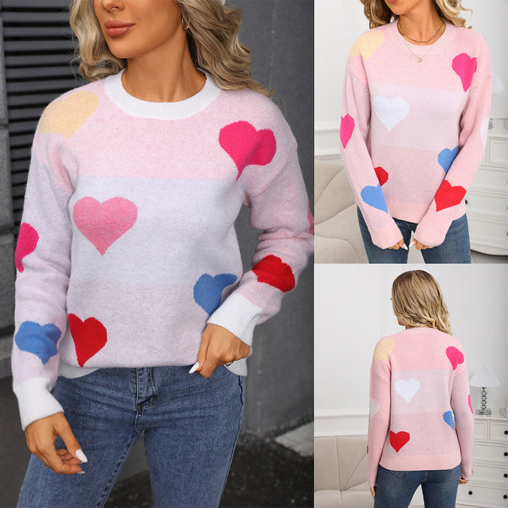 Damen Kuscheliger Pullover mit Herzmotiven und strukturierter Oberfläche Drune