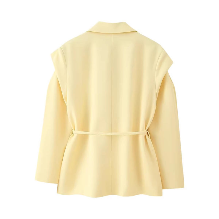 Damen modische Blazerjacke mit Bindegürtel Drune