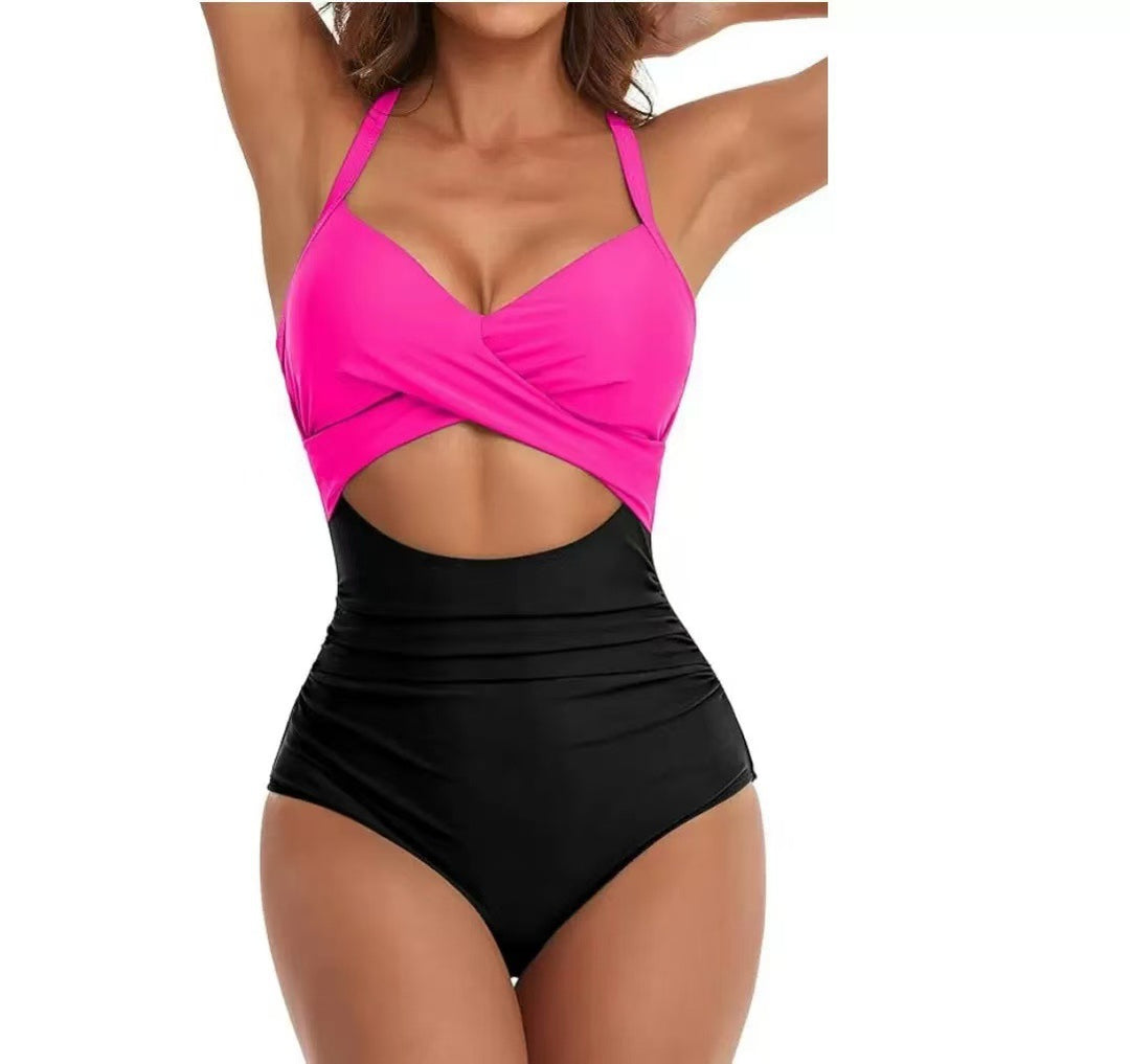 Damen Einteiliger Bikini mit modischem Cut-Out und Animal-Print Drune