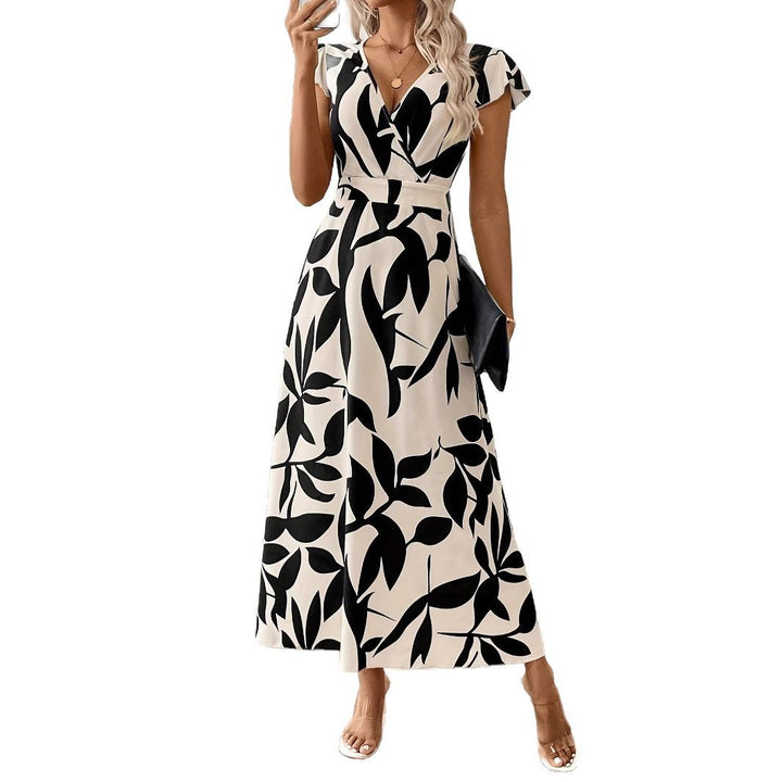 Damen Maxikleid mit floralem Muster und elegantem V-Ausschnitt Drune