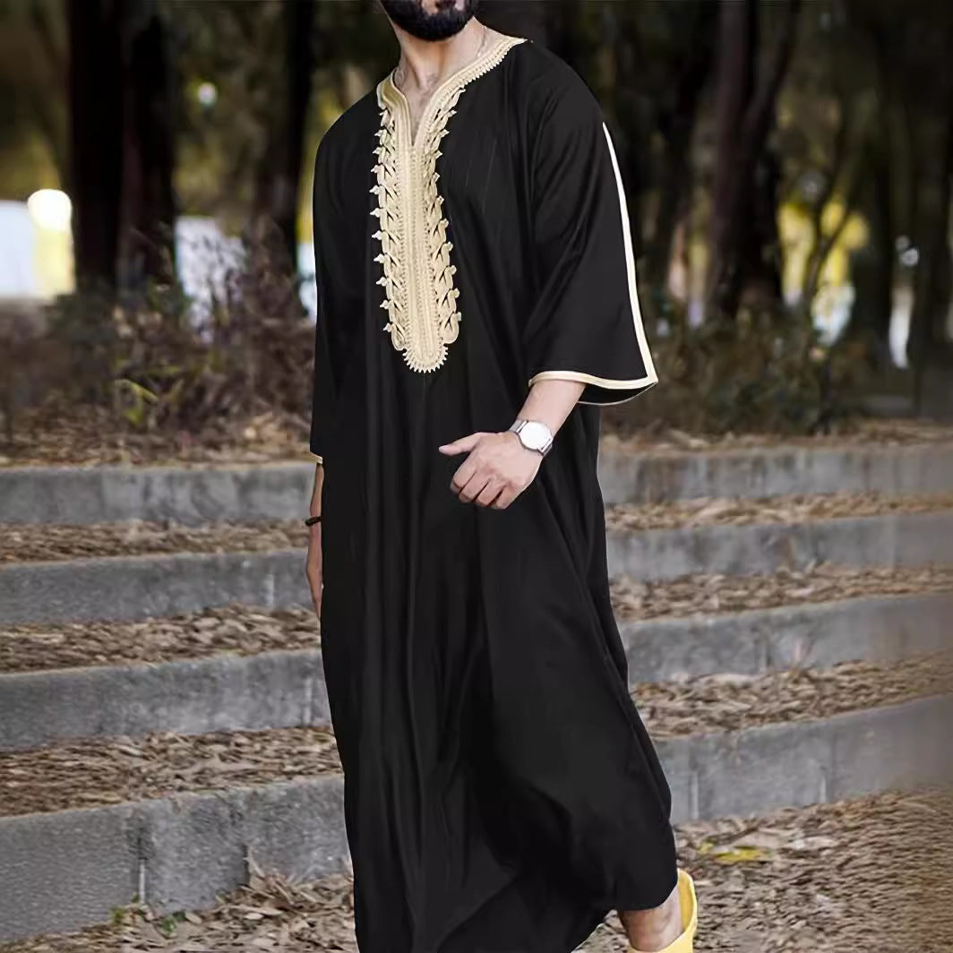 Herren traditioneller Kaftan mit kunstvollen Stickereien Drune