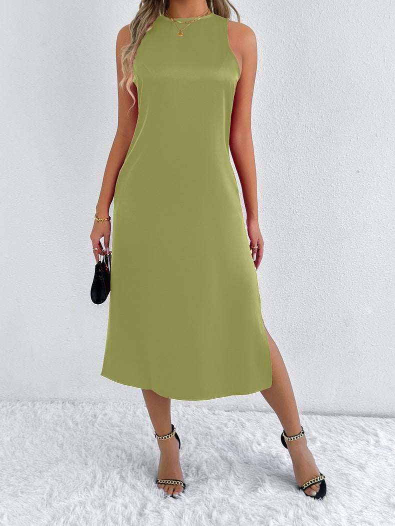 Damen Maxikleid mit tiefem Schlitz und schickem Racerback Drune