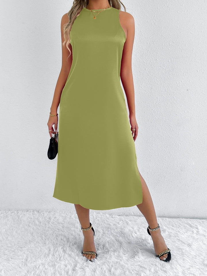 Damen Maxikleid mit tiefem Schlitz und schickem Racerback Drune