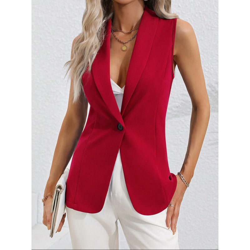 Damen ärmellose Blazerjacke mit elegantem Schnitt und taillierter Silhouette Drune