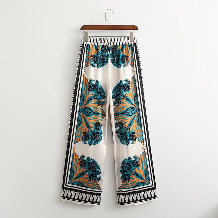Damen weite Palazzo-Hose mit auffälligem grafischen Muster Drune