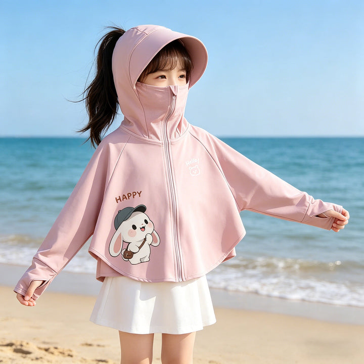 Damen nan leichte UV-Schutz Sonnenjacke mit Kapuze und Daumenlöchern für Mädchen  Drune