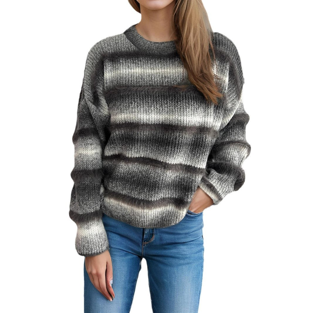 Damen kuscheliger Strickpullover mit Flair Drune