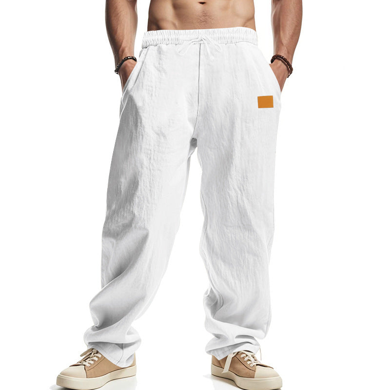 Herren lässige Leinen-Hose mit elastischem Bund und praktischen Taschen Drune