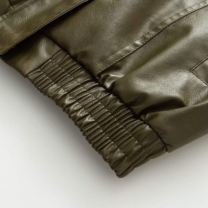 Damen Kunstlederjacke mit elastischem Bund und lässigem Schnitt Drune
