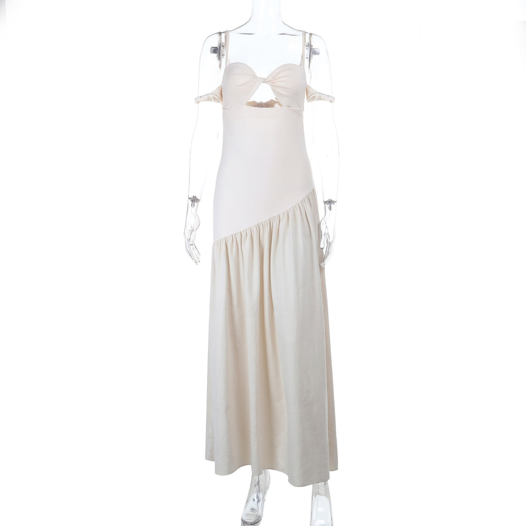 Damen Maxikleid mit schulterfreier Gestaltung und asymmetrischem Design Drune