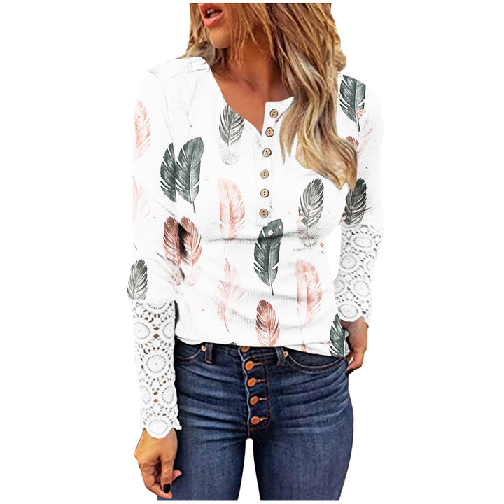 Damen Modisches Langarmshirt mit Spitzenärmeln Drune