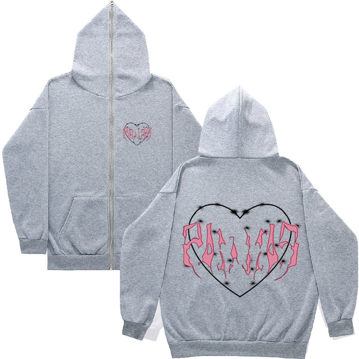 Damen Kapuzenjacke mit einzigartigem Herzdesign und durchgehendem Reißverschluss Drune