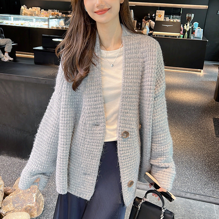 Damen Strickjacke mit doppeltem Knopfverschluss und weichem Material Drune