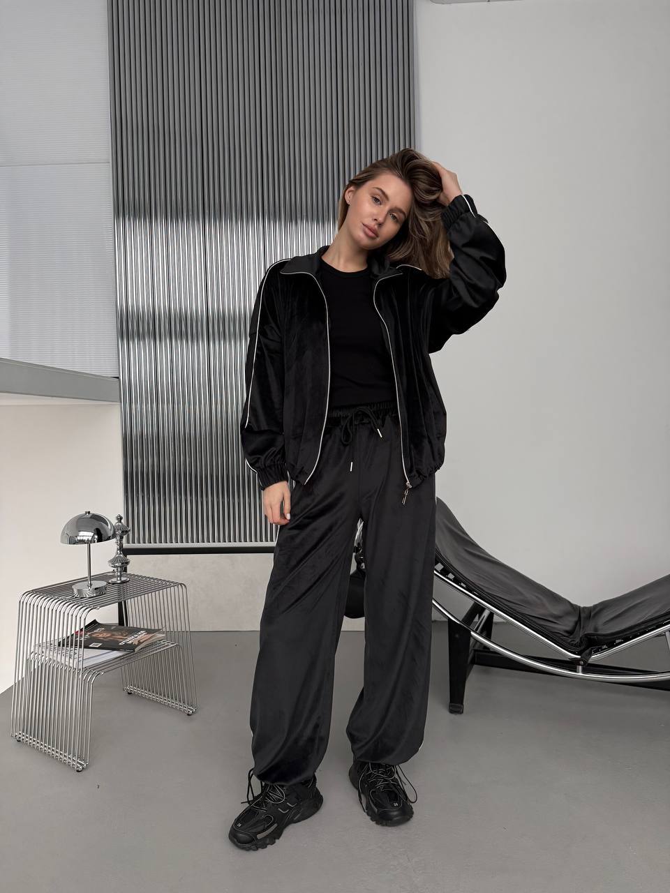 Damen modisches Sportanzug-Set mit hochwertigem Samt und lässigem Schnitt Drune