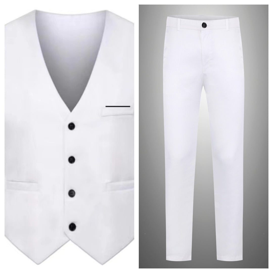 Herren nan elegante Satinweste mit V-Ausschnitt und schmal geschnittene Anzughose Drune