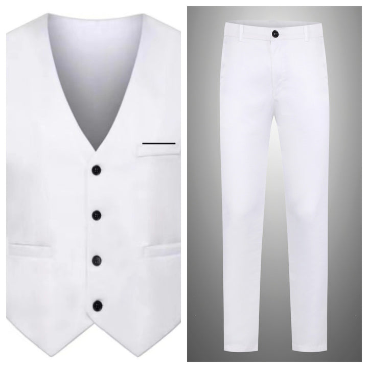 Herren nan elegante Satinweste mit V-Ausschnitt und schmal geschnittene Anzughose Drune