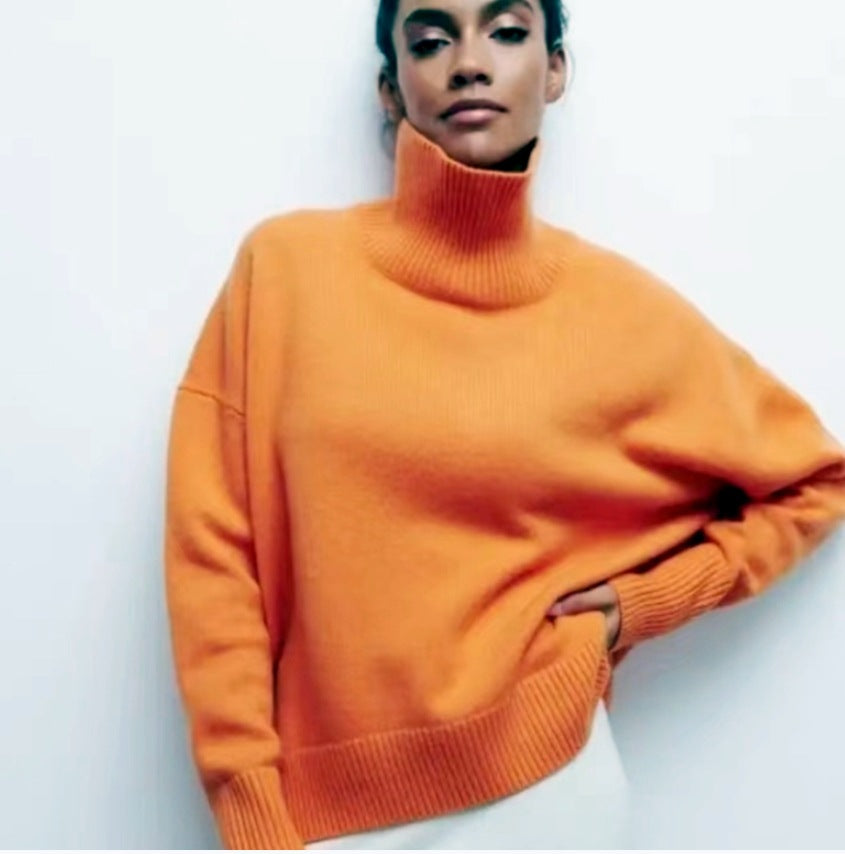 Damen Modischer Rollkragenpullover aus weichem Material Drune